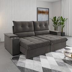 Imagem de Sofá 4 Lugares Santiago Retrátil e Reclinável Grafite - Viero Móveis