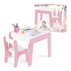 Imagem de Mesa e Cadeira Infantil de Madeira MDF Seguro e Resistente Ideal para 