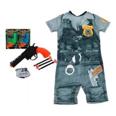 Imagem de Kit Fantasia Infantil Policial Brinquedo Dardo Espuma Distintivo 2/9 a