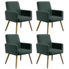 Imagem de Kit 04 Poltronas Decorativas Para Sala de Estar e Recepção Maria W01 Linho Verde Musgo - Lyam Decor