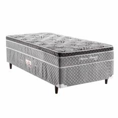 Imagem de Cama Box Conjugada Solteiro Herval Nature com Pillow Inn e Molas Bonnel 56x88x188cm - Cinza/Branco Floral