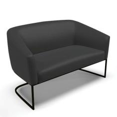 Imagem de Sofá Namoradeira 2 Lugares Base Industrial Preto Stella Corino D03 - D'Rossi