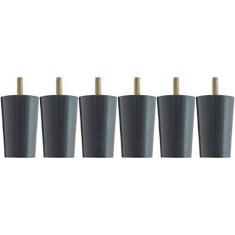 Imagem de Kit 6 Pés Para Cama Box Solteiro 6cm Box Baú Preto Madeira