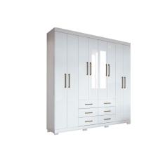 Imagem de Guarda Roupa 8 Portas E 6 Gavetas C Espelho E Pes Liverpool Branco Santos Andira