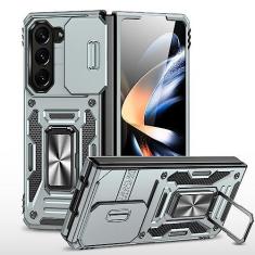 Imagem de Kainevy Capa para Samsung Galaxy Z Fold 6 com suporte de metal, suporte de 360° e capa deslizante para câmera Samsung Z Fold 6 capa resistente de silicone e policarbonato à prova de choque de grau