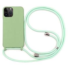 Imagem de Colar transversal com alça e cordão capa para telefone para iPhone 14 Plus 13 12 Mini 11 Pro XS Max XR X Silicone TPU macio Capa traseira, verde grama, para iPhone 11 Pro