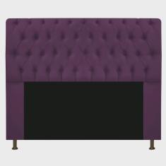 Imagem de Cabeceira Estofada Lady 160 cm Queen Size Com Capitonê Suede Roxo - Doce Sonho Móveis