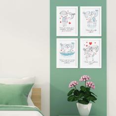 Imagem de Quadros Com Frases Namorados Moldura  33X43cm Kit 4Un