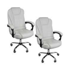 Imagem de Kit 2 Cadeiras De Escritório Presidente Reclinável (Branco)
