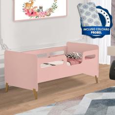 Imagem de Cama Infantil Rose Cecilia VJ Móveis Com Colchão Probel Guarda Costas