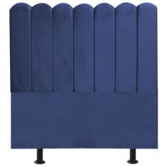 Imagem de Cabeceira Nuvem Cama Solteiro 90cm Alanis Suede Azul Marinho