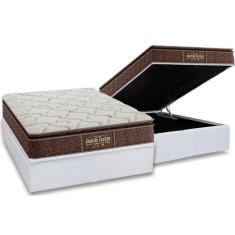 Imagem de Cama Box Baú Casal: Colchão Ortopédico Probel Guarda Costas Extra Firme + Base CRC Courano White(138x188)