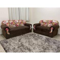 Imagem de Sofá 2 e 3 Lugares Marrom com Floral 603/66 Viena