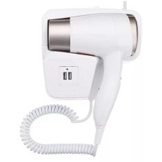 Imagem de Secador de Cabelos de Parede 1300W com Tomadas USB Branco 220V
