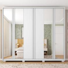 Imagem de Guarda Roupa Casal com Espelho 6 Portas 4 Gavetas Suburban Branco Fosco