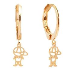 Imagem de Brinco De Argolinha Filho Mãe De Menino Criança Folheado A Ouro 18k
