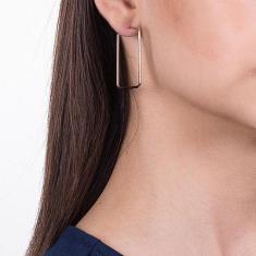 Imagem de Brinco Rommanel Banhado A Ouro Argola Fina Quadrada 522198