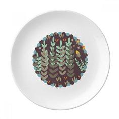 Imagem de Prato de tinta verde marrom flor decorativa salver louça de jantar