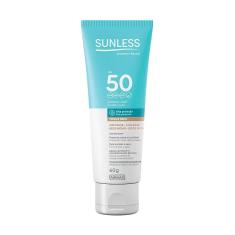 Imagem de Bloqueador solar sunless facial 50fps toque seco com base bege médio 60g oil free praia piscina