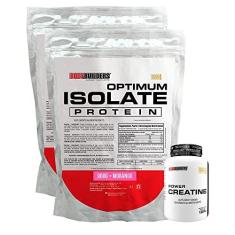 Imagem de Kit 2x Optimum Isolate Whey Protein 900g + Power Creatina 100g - Bodybuilders Sabor Morango