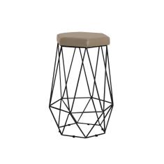 Imagem de Banqueta Rubel Base Preta Suede Cappuccino Gran Belo