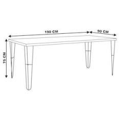 Imagem de Mesa Sala de Jantar Ludiana 190cm Grafite Madeira Maciça