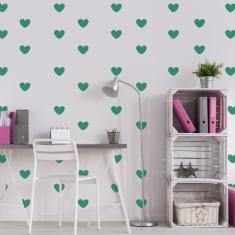 Imagem de Adesivo De Parede Infantil Corações Verde Escuro 55Un