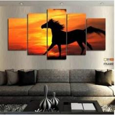 Imagem de Quadros Decorativos Cavalos Sol 63x130mt em Tecido