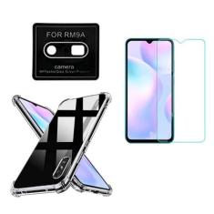 Imagem de Kit Capa Capinha Antishock + Película Vidro + Película Câmera Compatível Xiaomi Redmi 9A