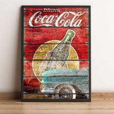 Imagem de Quadro decorativo Coca Cola Detalhe em Madeira