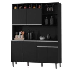 Imagem de Armário Para Cozinha Kit Alice Preto Fosco - Ajl - Ajl Móveis