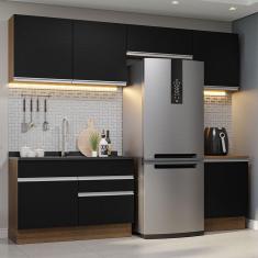 Imagem de Armário De Cozinha 260Cm Rustic/Preto Glamy 05 Rustic/Preto