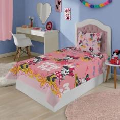 Imagem de Jogo de Cama Microfibra Solteiro Estampado Minnie 1,40 m x 2,20 m Com 2 peças