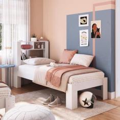 Imagem de Cama Solteiro Cabeceira com Prateleiras Easy - Cmr01a Branco