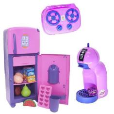 Imagem de Brinquedo Menina Cozinha Geladeira Comida Expresso Fogão 13P - Altimar