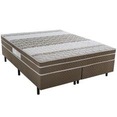 Imagem de Cama Box Queen Size Ilhéus com Molas Ensacadas e Euro Pillow 63x158x198cm - Marrom/Bege Estampado