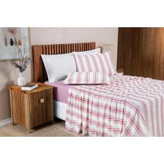 Imagem de Lençol Malha Algodão King Marim 4 Pç Rose - Nathalia Enxovais