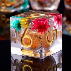 Imagem de Flower DND Dice Set,Sharp Edge Liquid Core Resin Handmade Dice with Gift Box 7 PCS for Role Playing Dungeons and Dragons Ttrpg