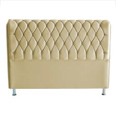 Imagem de Cabeceira De Cama Box Jully Casal 140 Cm Botão Strass Suede Bege Eli Móveis