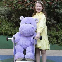 Imagem de Pelúcia de hipopótamo gigante de 36" — Soft Hug — Presente grande de hipopótamo — namorada infantil, roxa