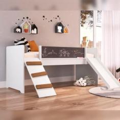 Imagem de Cama Infantil Com Escada Escorregador E Lousa Para Desenho - Completa