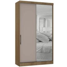 Imagem de Guarda Roupa Modulado 134,50cm 2 Portas De Correr Com Espelho Paris Avelã Pf Com Cinammon Pf