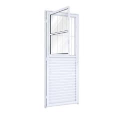 Imagem de Porta de Giro de Alumínio com Postigo 215 x 85 x 6,5 cm Direita com Gr