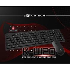 Imagem de Kit Teclado E Mouse Sem Fio C3Tech K-W20 Preto Pt/Br Abnt2
