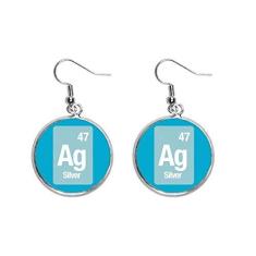 Imagem de Brinco feminino de prata com elemento químico de ciência da Ag