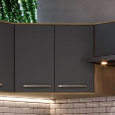 Imagem de Armário Aéreo De Canto Para Cozinha Bélgica - Mel/Grafite