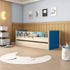 Imagem de Bicama Solteiro Infantil Garden com Grades Casatema Azul/Natural