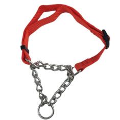 Imagem de Coleira Corrente Nylon 2.5cm Ajustavel Aço Elo Torcido
