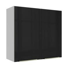 Imagem de Armário Aéreo 70 Cm 2 Portas Branco/preto Lux Madesa Branco/preto