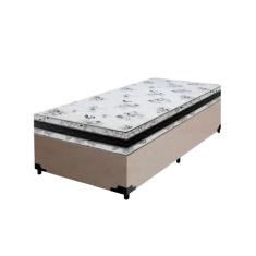 Imagem de Cama Base Box Solteiro Super Confort Suede Bege + Colchão Solteiro Super Confort D33 24x88x188